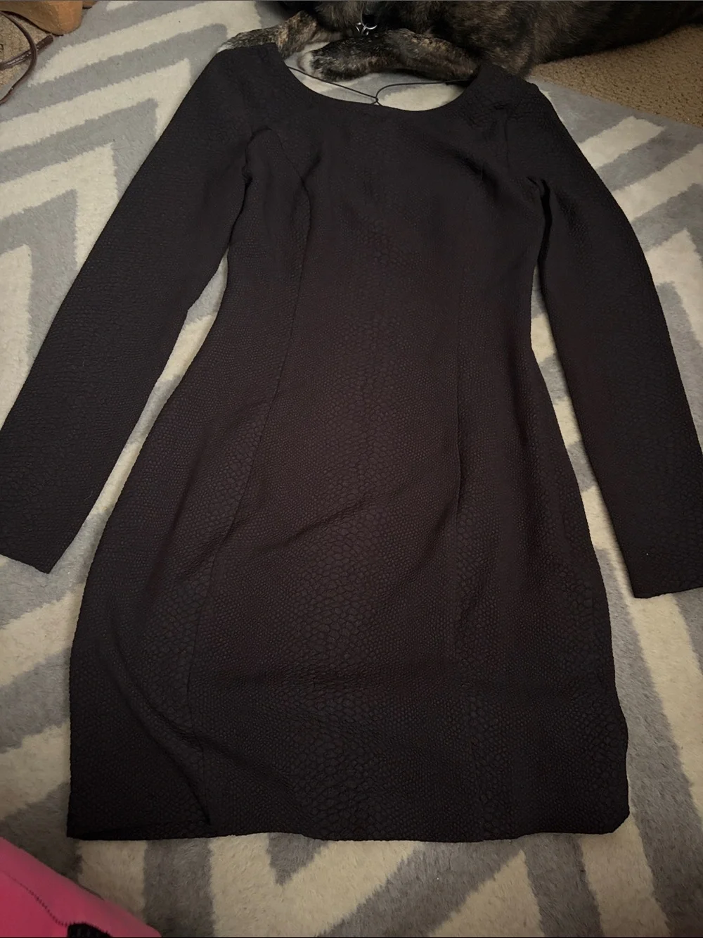Guess Black Long-Sleeve Textured Sheath Dress - Picture 1 of 3
